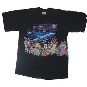 Vintage Hazelwood Dolphin Aquatic Scene Graphic T Shirt